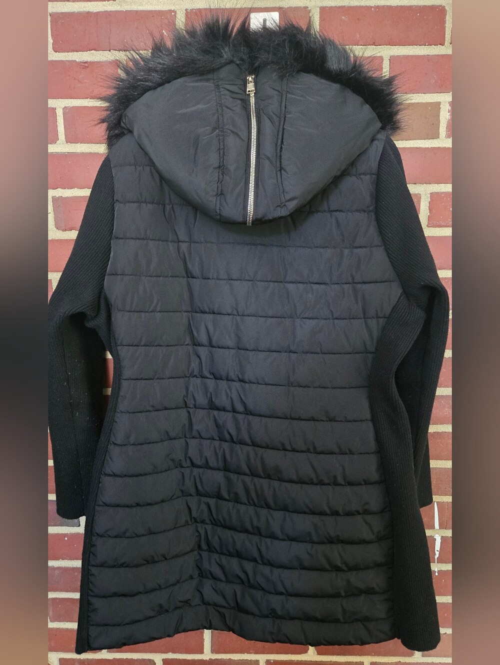 Calvin Klein Performance Black Faux Fur Hooded Puffer Sweater Coat Jacket 1X - Picture 4 of 11